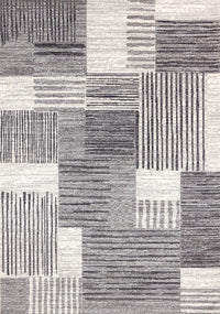 Carpette Forte blanche, grise et noire à motif de taches rayées modernes - 7 pi 9 po x 10 pi 6 po