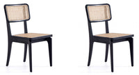 Ensemble 2 chaises de salle à manger Giverny de Manhattan Comfort - noir et cannage naturel