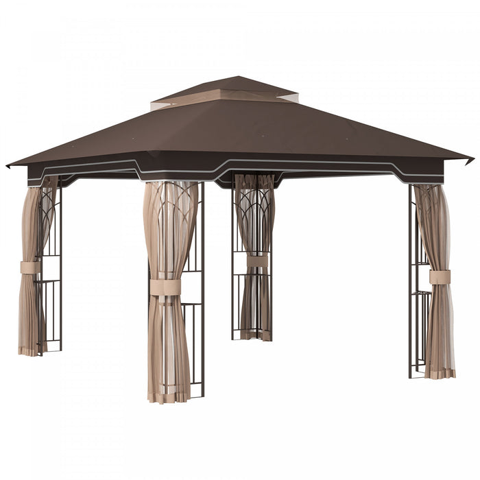 Outsunny Auvent Exterieur De Tonnelle De Patio 12' X 10', Filets