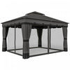 Outsunny 3 m x 3,6 m a double toit Gazebo d'exterieur avec filet et rideaux