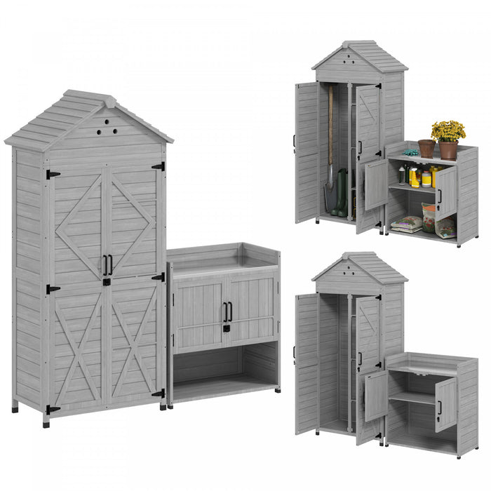 Outsunny Armoire De Rangement Exterieure, Abri De Jardin Avec Etageres