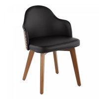Chaise de salle à manger de style du milieu du 20e siècle Ahoy en similicuir - noyer et noir