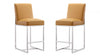 Tabouret de comptoir moderne en metal et tissu Element, coloris camel - Lot de 2