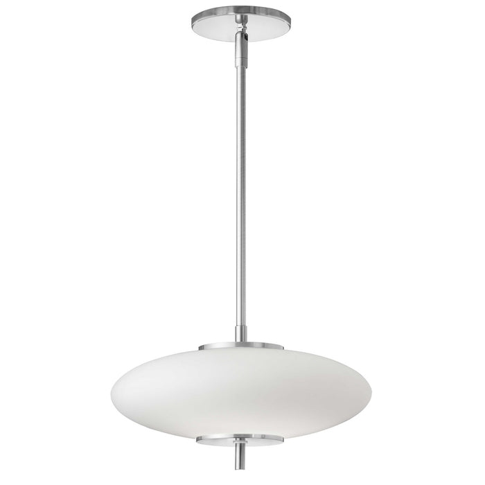 Luminaire suspendu Maddie de Dainolite en verre blanc opale, avec fini chromé poli et ampoule à DEL de 16 W