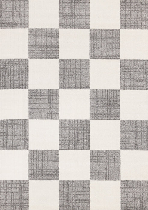 Tapis Covington a Carreaux Gris et Blanc, 5'3\" x 7'7\"