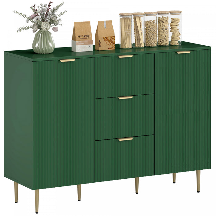 HOMCOM Buffet avec 3 Tiroirs et Etageres Ajustables, Vert