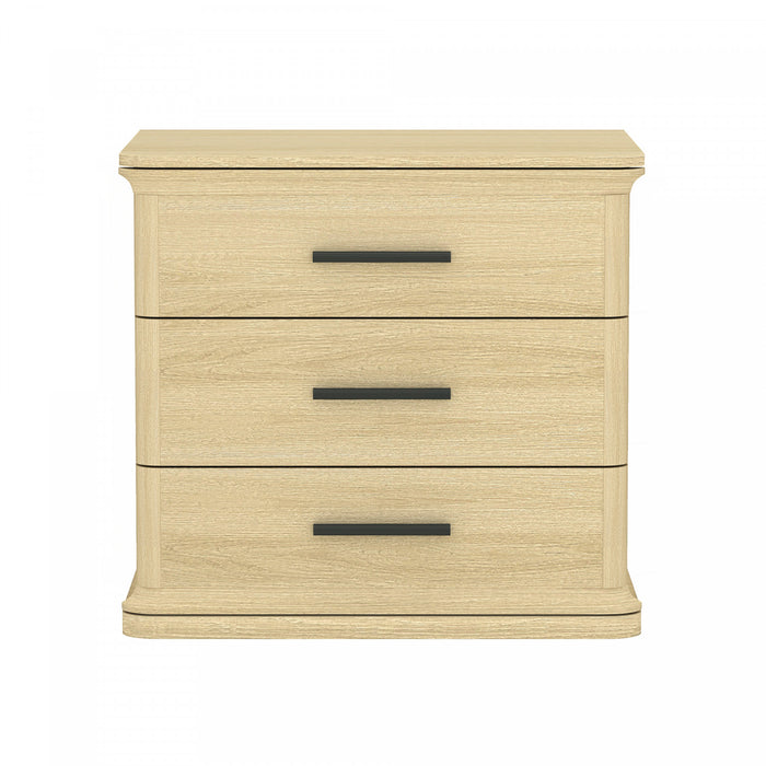 Table de nuit traditionnelle Clifford en chene naturel (3 tiroirs)
