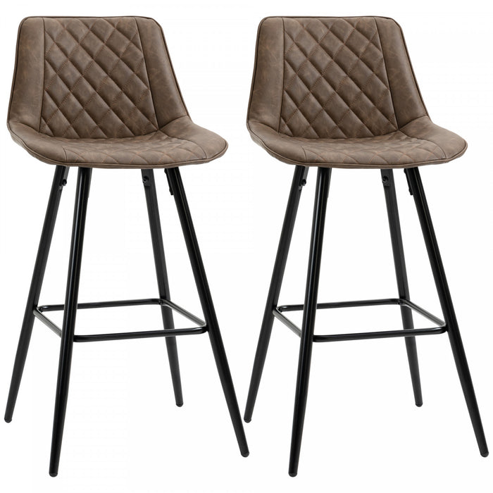HOMCOM 2 Tabourets de Bar Hauteur Comptoir 69cm Cuisine Brun