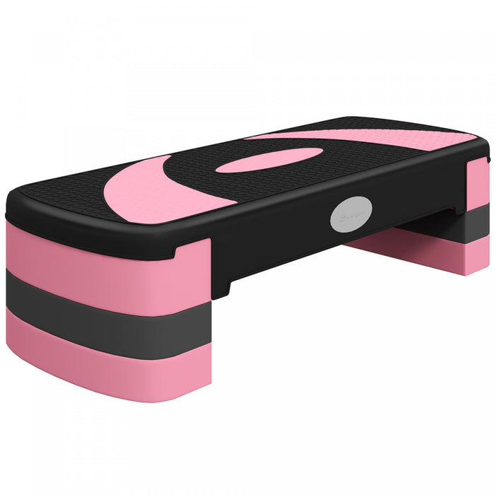 Soozier Stepper aerobique reglable, plateforme d'exercice, 4\"-6\"-8\", rose