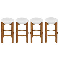  Olivia – Lot de 4 tabourets de bar d’interieur en bois d’hevea avec assise ronde, structure durable et revetement en tissu