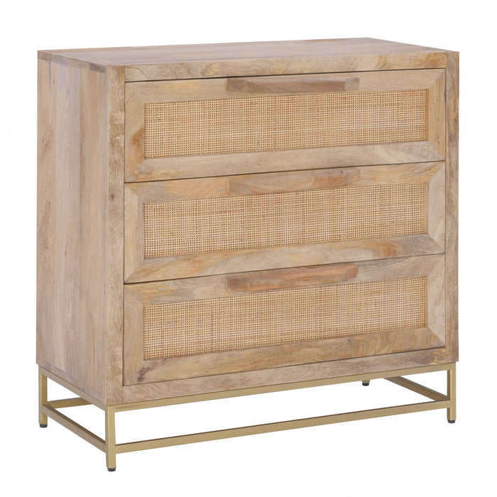 Armoire décorative Janie en rotin à 3 tiroirs - naturelle