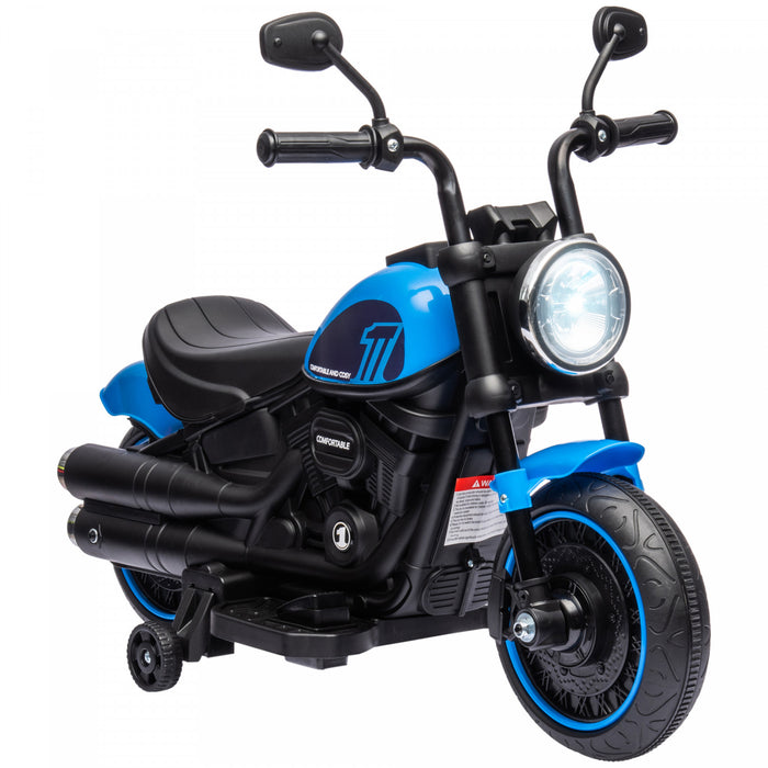 Aosom Moto Electrique Pour Enfants, 6 V, Demarrage A Un Seul Bouton, Bleu