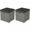 Outsunny Ottoman d'exterieur en osier 2 pieces avec rangement, Gris Fonce