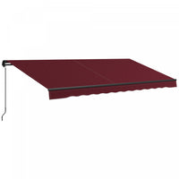 Outsunny 15' X 10' Auvent Retractable, Abri Pare-soleil, Rouge Vin