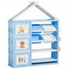 Qaba Meuble De Rangement Pour Enfants Etagere Pour Jouets Avec Etageres Placards De Rangement Boites De Rangement Et Paniers De Rangement Grande Capacite Materiau Pe 50.5\" X 13.5\" X 61\" Bleu