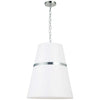 Luminaire suspendu Symphony de Dainolite avec abat-jour blanc mat, fini chromé poli et 3 ampoules