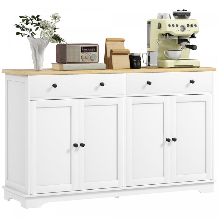 HOMCOM Buffet avec tiroirs de rangement et etageres reglables, blanc