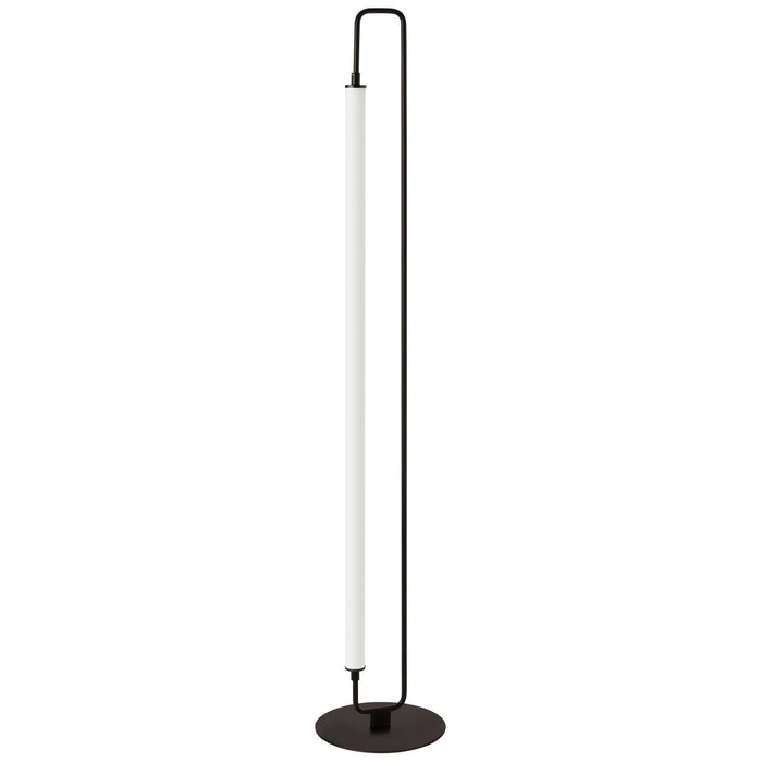 Lampe à pied Freya de Dainolite en acrylique blanc, avec fini noir mat et 1 ampoule à DEL