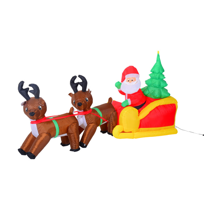 Homcom Traineau Du Pere Noel Gonflable Avec 2 Rennes