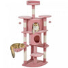 Arbre a chat de 62 pouces avec poteau a griffer pour chats d'interieur, rose
