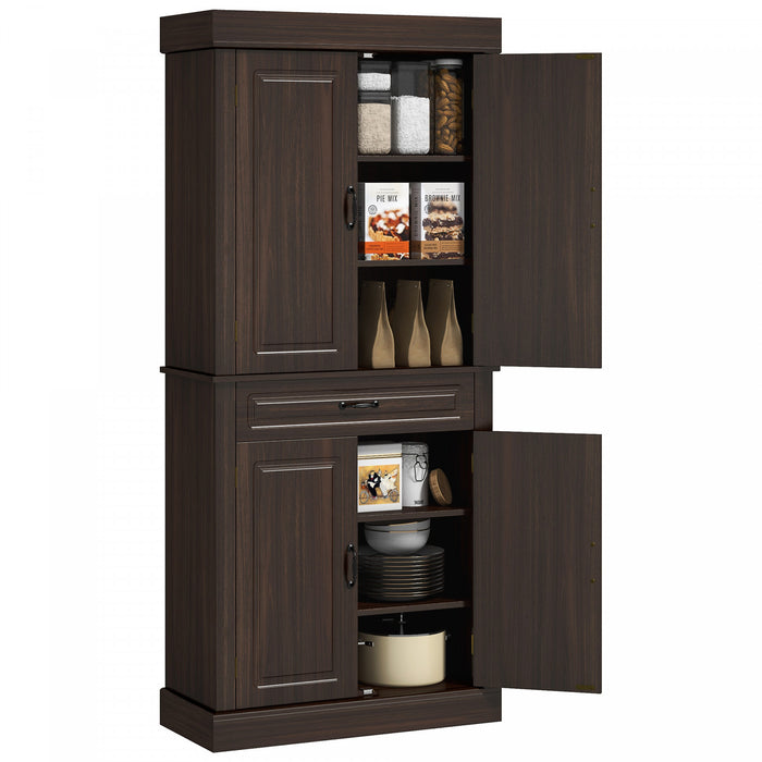 HOMCOM Garde-manger de cuisine 71\" avec 4 portes et 2 grands placards