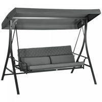 Outsunny Lit Balancoire De Porche Pour 3 Personnes Avec Auvent Reglable