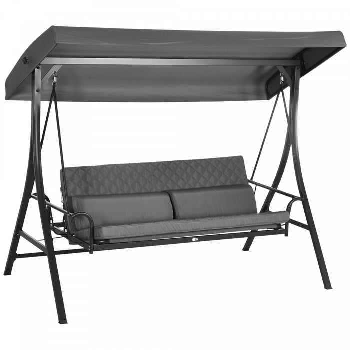 Outsunny Lit Balancoire De Porche Pour 3 Personnes Avec Auvent Reglable
