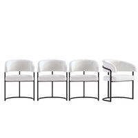 Chaise de salle a manger Augusta moderne en metal et cuir vegetalien blanc - Lot de 4