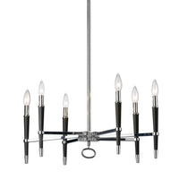 Lustre Langford de Dainolite avec fini chromé poli et 6 ampoules