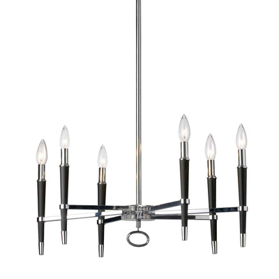 Dainolite Langford 6 Light Chandelier Polished Chrome Finish Lamp|Lustre Langford de Dainolite avec fini chromé poli et 6 ampoules