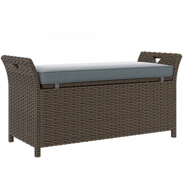 Outsunny Banc De Rangement En Osier Rangement De 27 Gallons, Gris Fonce