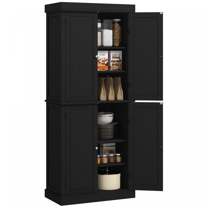 HOMCOM Armoire de cuisine independante 4 portes avec etageres, Noir