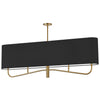 Lustre horizontal Eleanor de Dainolite avec abat-jour noir et blanc, avec fini laiton vieilli et 4 ampoules