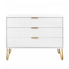 Commode Dumbo Moderne 35\" a Rainures en Blanc (3 Tiroirs)