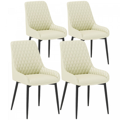 HOMCOM Dining Chairs Set of 4, Kitchen Chairs with Steel Legs, Cream White