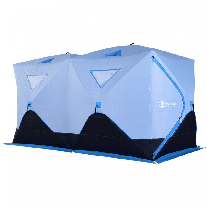 Tente De Peche Sur Glace Outsunny Portable Pour 8 Personnes Avec Abri De Glace Escamotable Avec Fenetres De Ventilation Et Sac De Transport