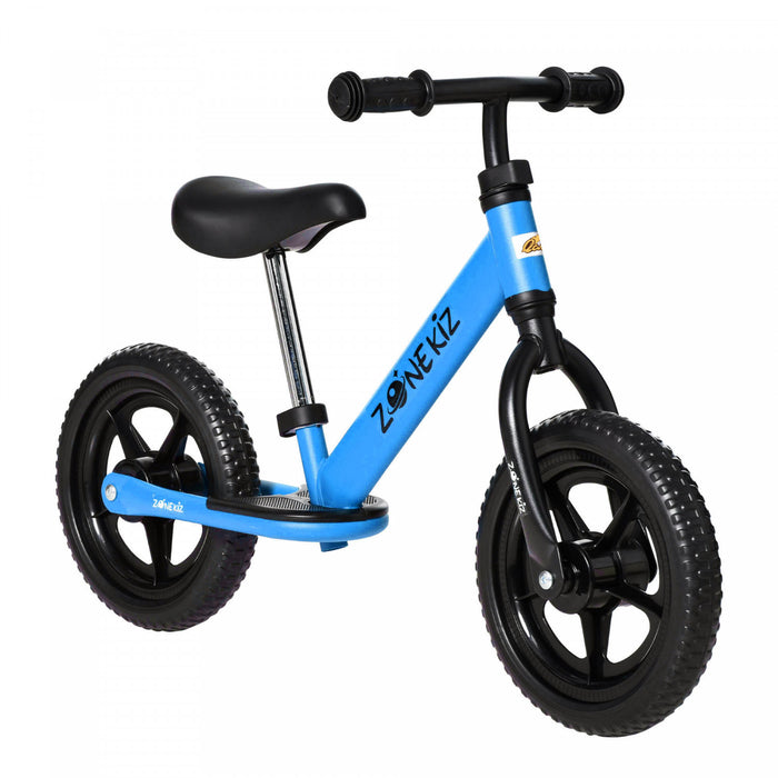 Qaba Draisienne Enfant 3-5 Ans Hauteur Selle Et Guidon Reglable Pneus 12\" Eva Repose-pieds Antiderapant Inclus Acier 35\" X 14.5\" X 23.5\" Bleu