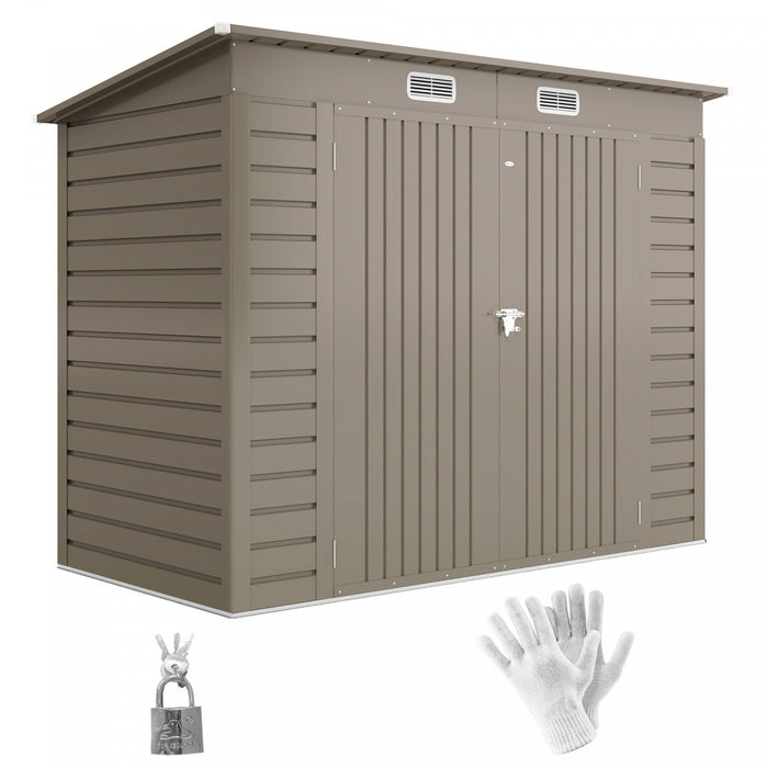 Outsunny Abri De Jardin En Metal Galvanise 8 X 4 Pieds Avec 2 Events, Gris