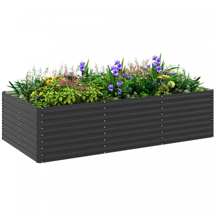 Outsunny Lit de jardin sureleve, jardiniere 8' x 4' x 2', gris fonce