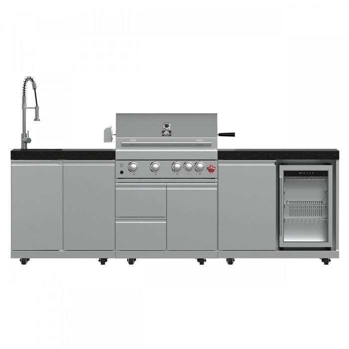Cuisine d'exterieur Bulnes – BBQ en acier inoxydable de 60 000 BTU et comptoirs noirs – FODKT2506BLK