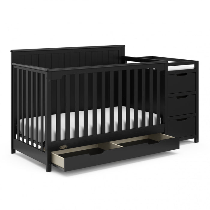 Graco Hadley Lit de bebe convertible 5-en-1 avec table a langer et tiroir - Noir