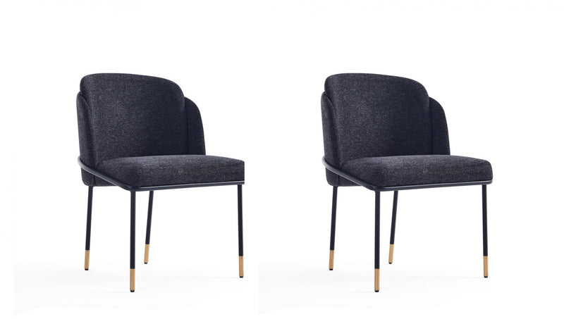 Chaise de salle a manger Flor en metal moderne a tissage serge, noire - Lot de 2