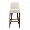 Tabouret de bar moderne en bois Beever avec assise rembourree en chenille creme