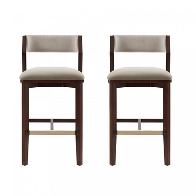 Patricia Modern Wood Upholstered Barstool in Linen - Set of 2 | Tabouret de bar moderne en bois Patricia avec revetement en lin - Lot de 2