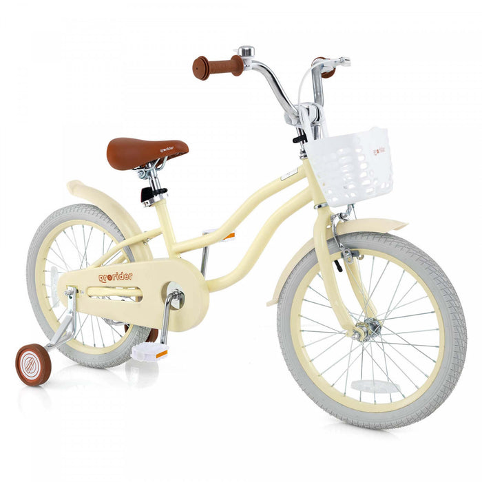Prorider 18\" Enfants Velo Tout-petit Velo Avec Roue D'entrainement Pour 4-8 Ans Beige
