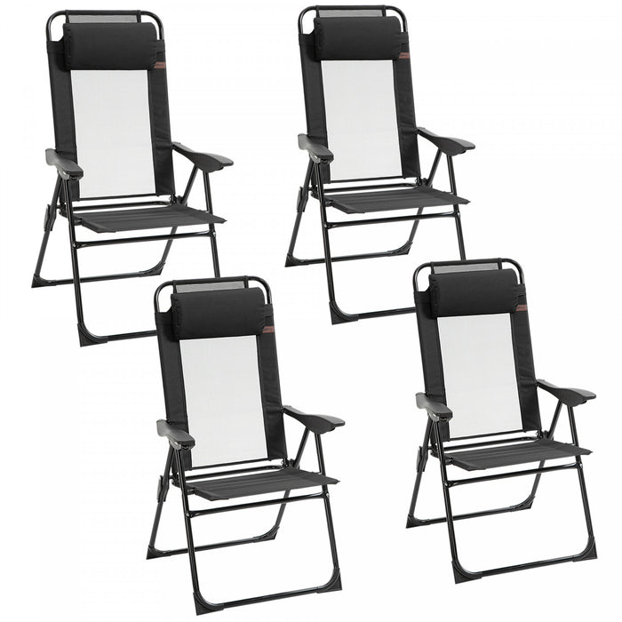 Ensemble De 4 Chaises Longues Pliantes Portables Outsunny, Noires.