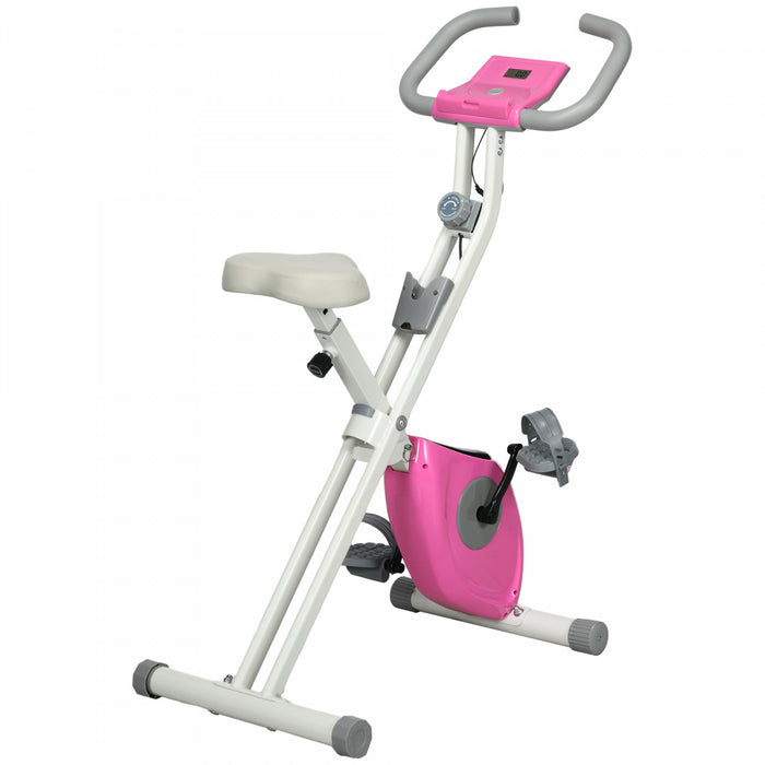 Soozier Velo D'exercice Pliable Avec Resistance Magnetique A 8 Niveaux, Rose