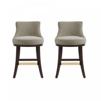  Tabouret de comptoir moderne Lucia en bois et chenille taupe - Lot de 2