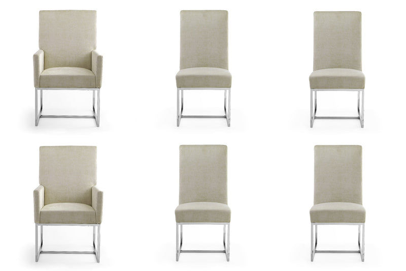 Ensemble moderne de 6 chaises de salle a manger Element, coloris champagne