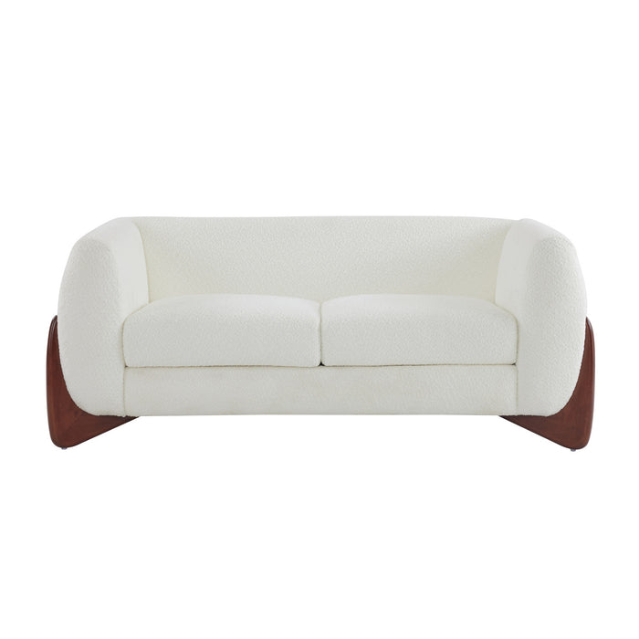 Lillian Canape deux places moderne en bois massif avec revetement en boucle, assise confortable, beige